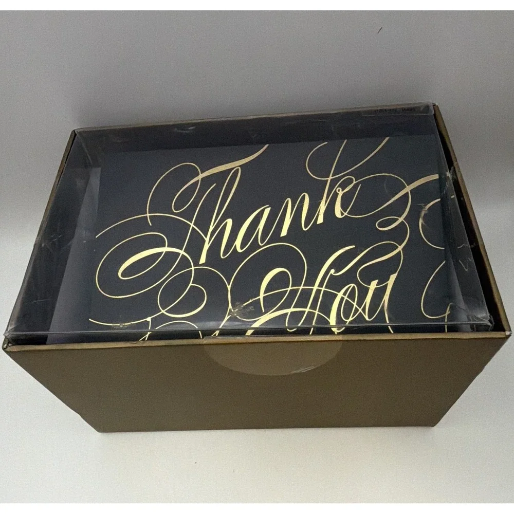 Anna Griffin Always Anna Thank You Notes & Envelopes Open Box34 Count Gold Black